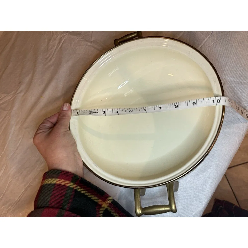 Vintage Enamelware Covered‎ Casserole Dutch Oven Fruit Cornucopia  10.5